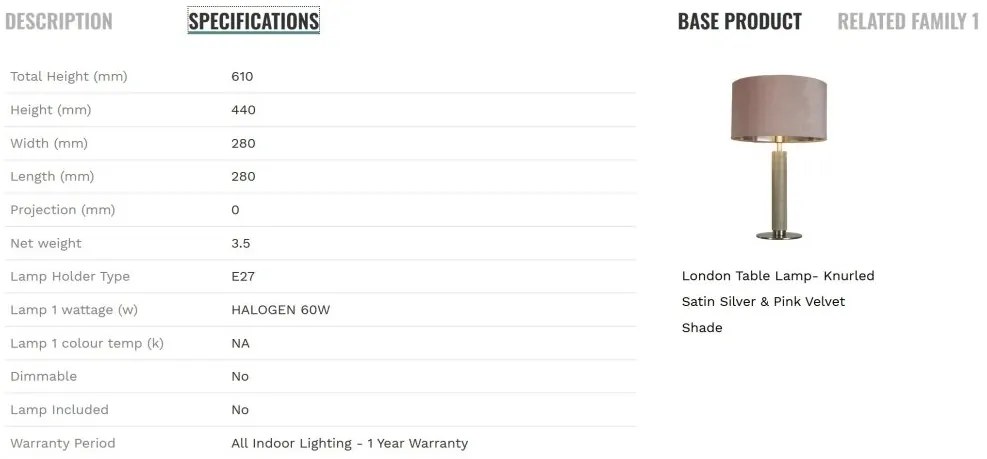 Veioza/Lampa de masa design decorativ London argintiu/roz