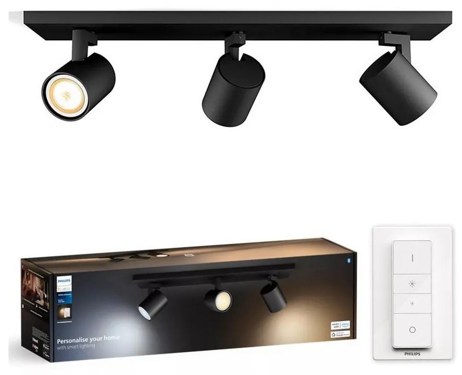 Spot LED dimabil Philips Hue RUNNER 3xGU10/4,2W/230V negru + telecomandă