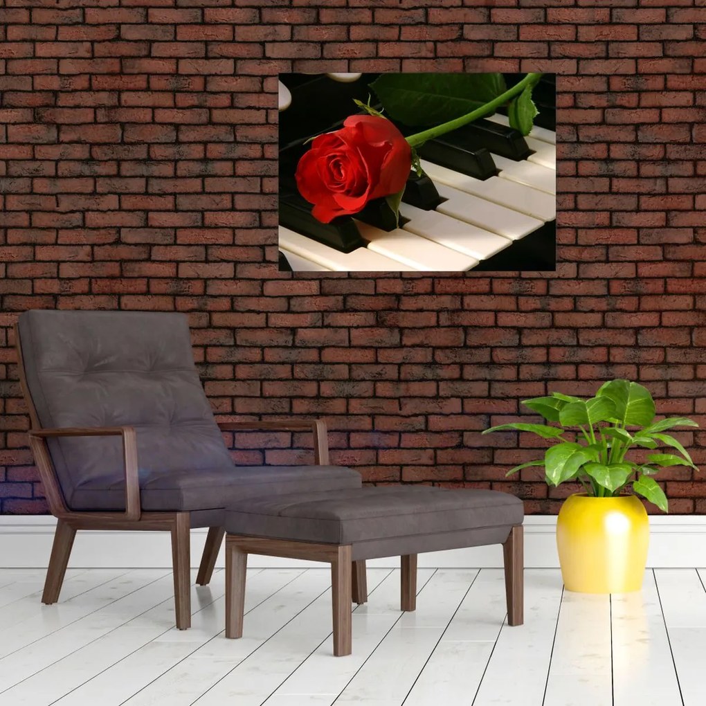 Tablou - Pian și trandafiri (70x50 cm)