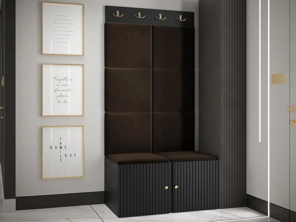 Mobilier hol Tewarota Slim IV (Negru + maro) . 1104856