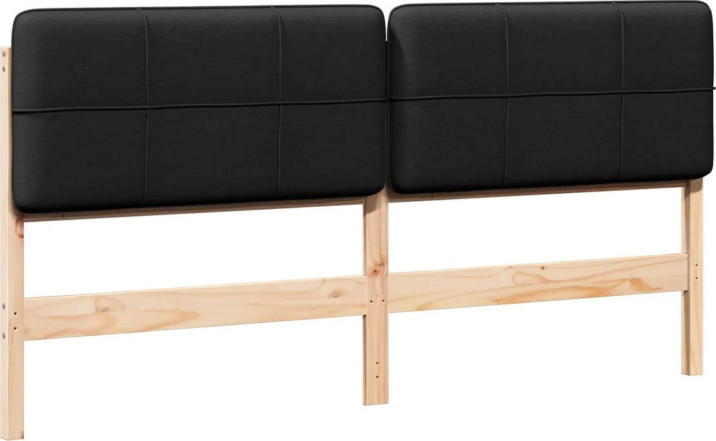 vidaXL Tăblie tapițată Maro și negru 200 cm Lemn de pin masiv