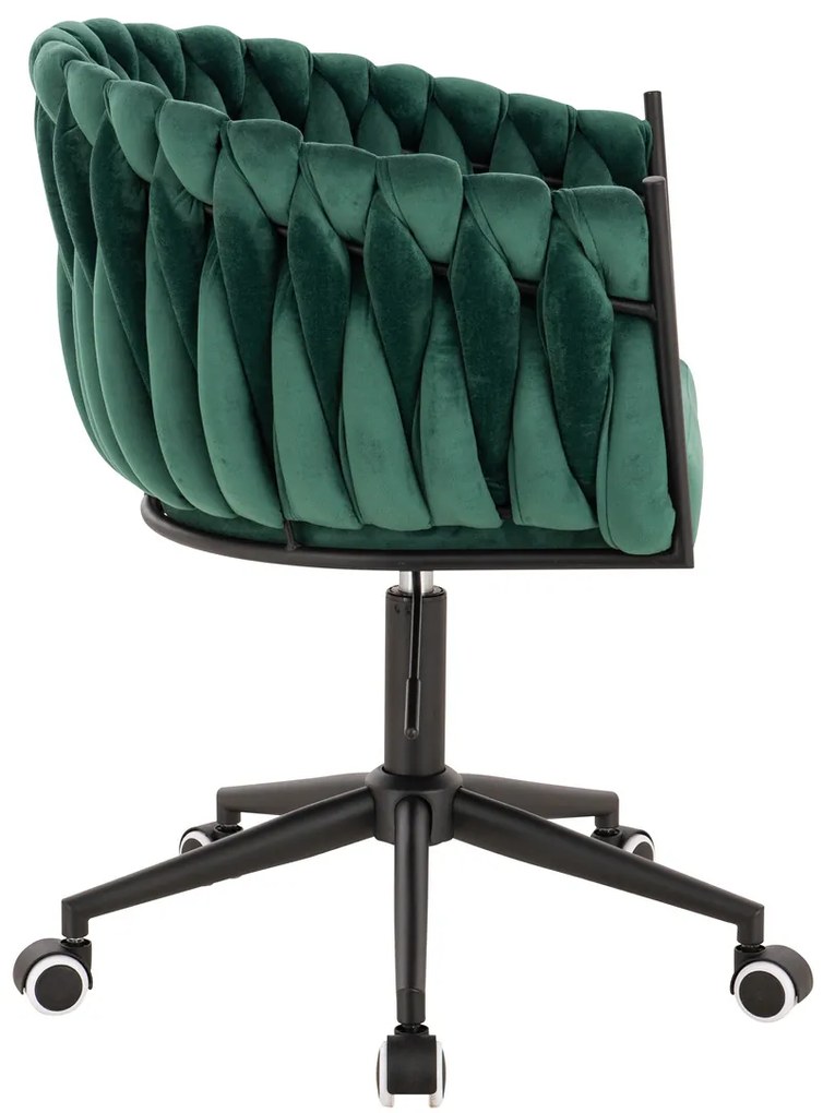 HR750K Scaun Verde din Catifea cu Bază Neagră