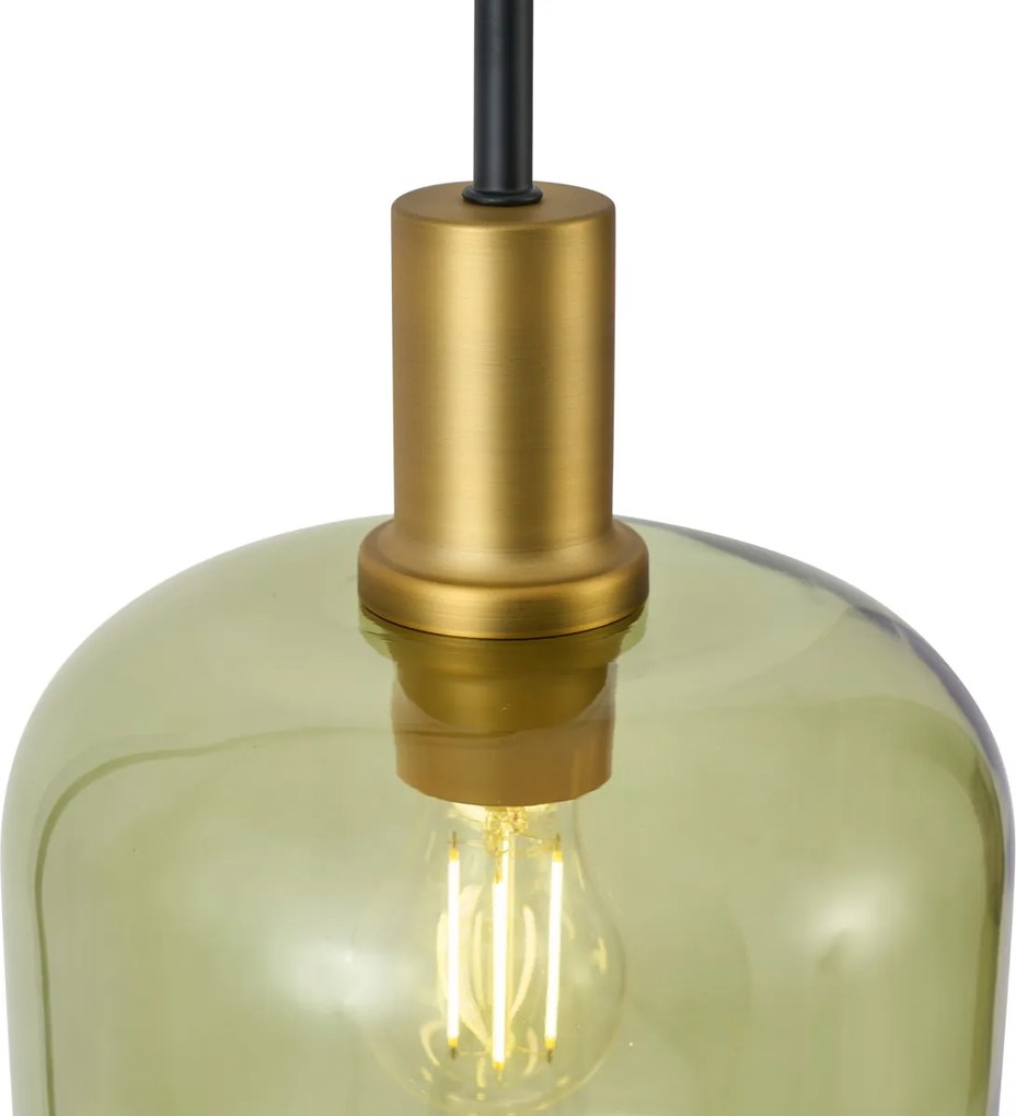 Lampă de podea Hotel Chic negru și auriu cu sticlă verde - Zuzanna