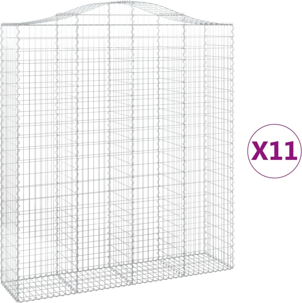 vidaXL Coșuri gabion arcuite, 11 buc 200x50x220/240cm, fier galvanizat