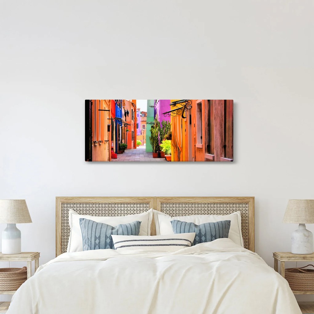 Tablou cu străduță colorata italiană (120x50 cm)