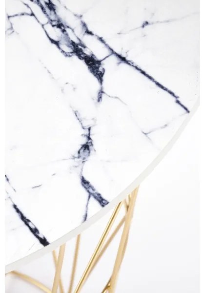 Măsuță de cafea HARISSA 41x42 cm auriu/alb decor marmorat