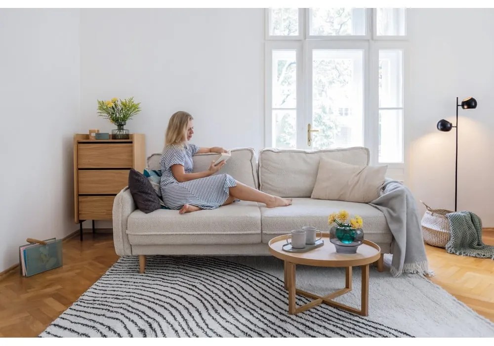 Canapea gri extensibilă cu tapițerie din stofă bouclé 215 cm Patti – Bonami Selection