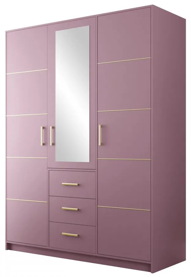 Dulap de haine cu suprastructură Lenona II D3 (prun + auriu) (cu oglindă). 1105680