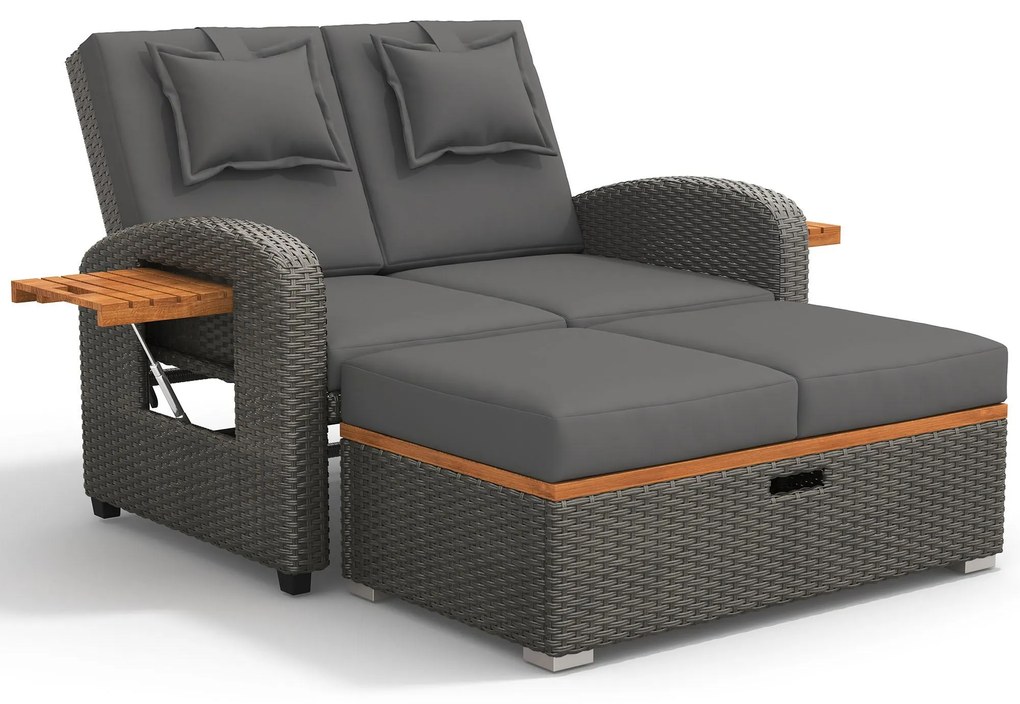 Set de fotolii lounge pentru grădină pentru 2 persoane, Gri | Aosom Romania