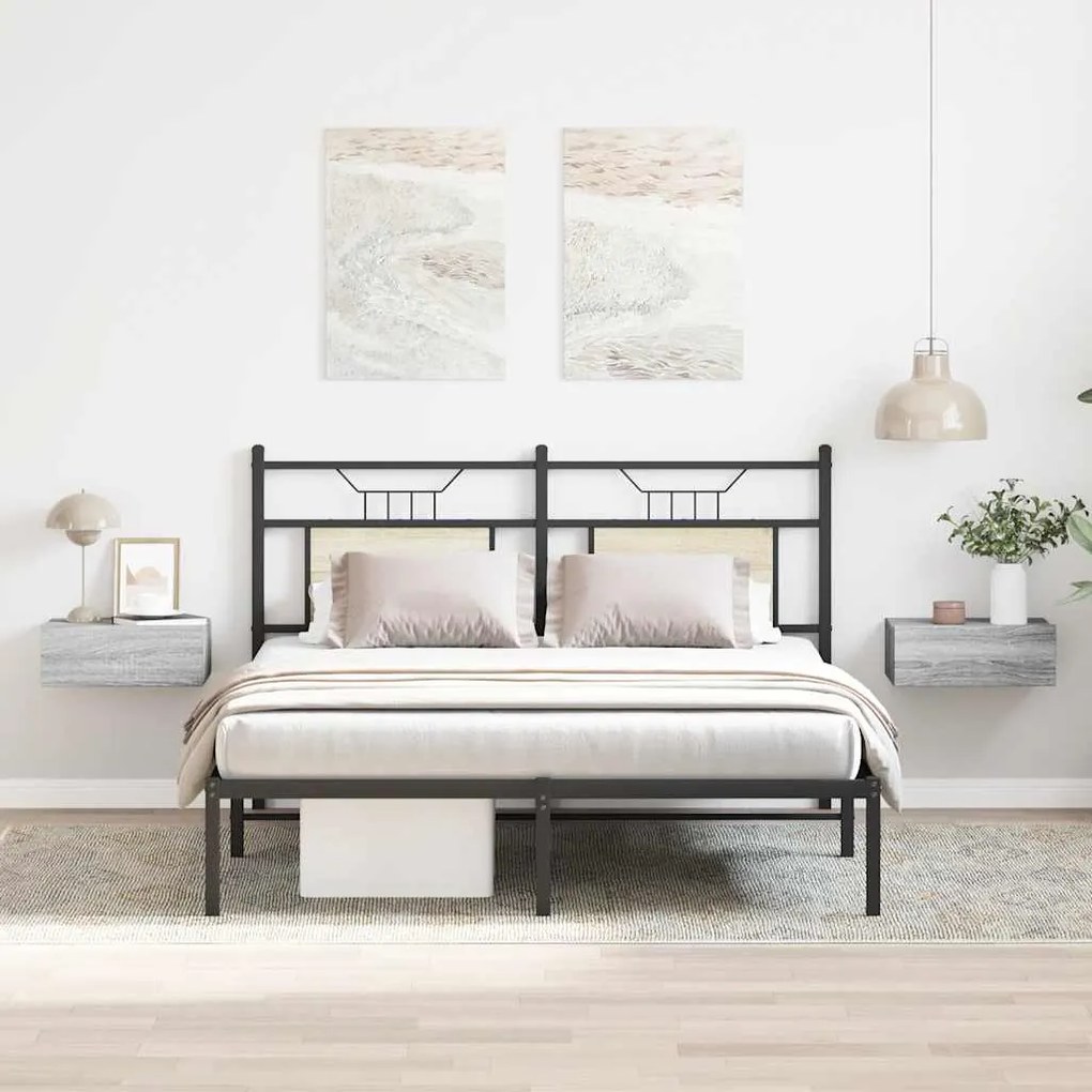 vidaXL Noptiere plutitoare 2 buc gri sonoma 40x30x15 cm lemn prelucrat