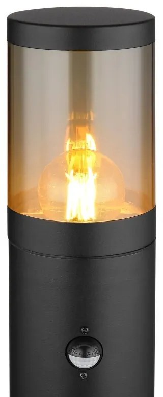 Stalp mic pentru exterior cu senzor de miscare design modern IP44 Xeloo negru, fumuriu