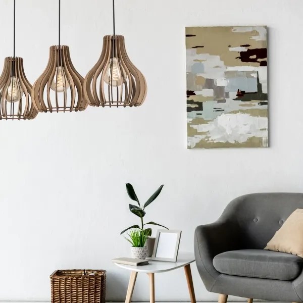 Lustră pe cablu TUCCI 3xE27/15W/230V stejar/negru