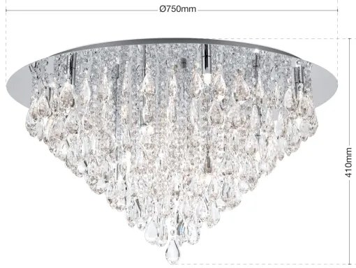 Plafonieră de cristal Orion DLU 2516/75 CELESTE 12xG9/40W/230V d. 75 cm crom