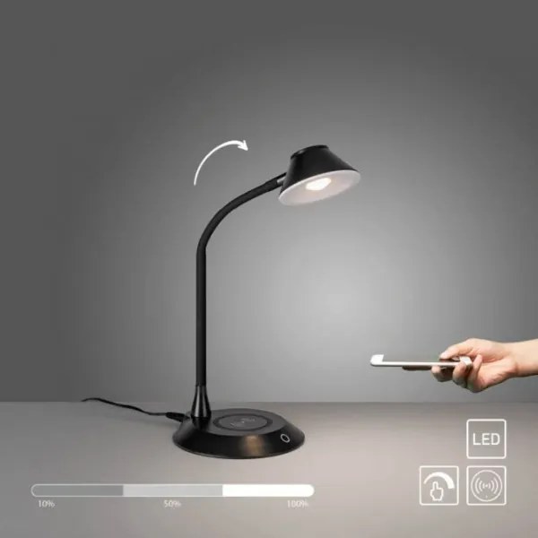 JUST LIGHT. 14414-18-LED PUCKI, lampă de masă dimabilă cu încărcare, LED/4,5W/230V, neagră