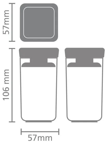 Set 2 borcane pentru condimente Brabantia Tasty+ Stackable 1008884, 150 ml, Fara BPA, Capac, Transparent/Gri deschis