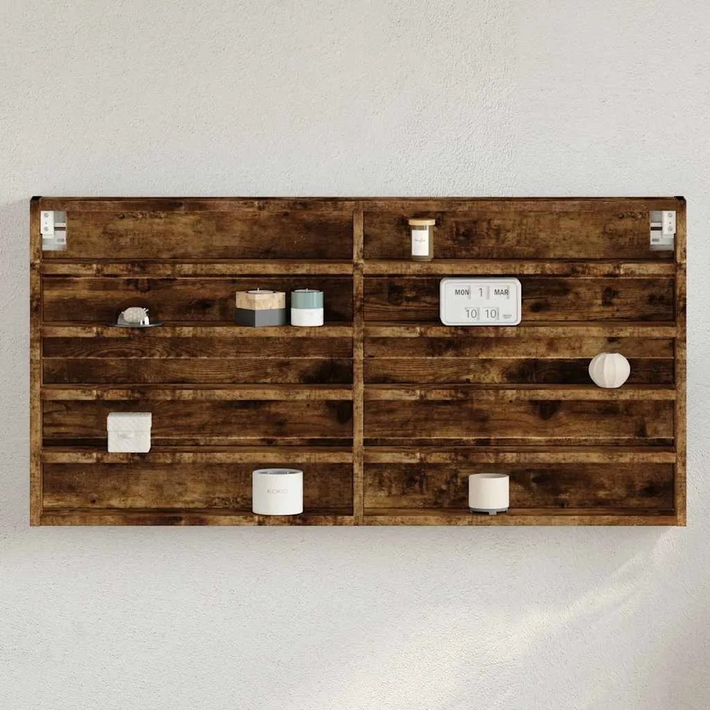 vidaXL Dulap cu vitrină, stejar fumuriu, 100x8,5x50 cm, lemn prelucrat
