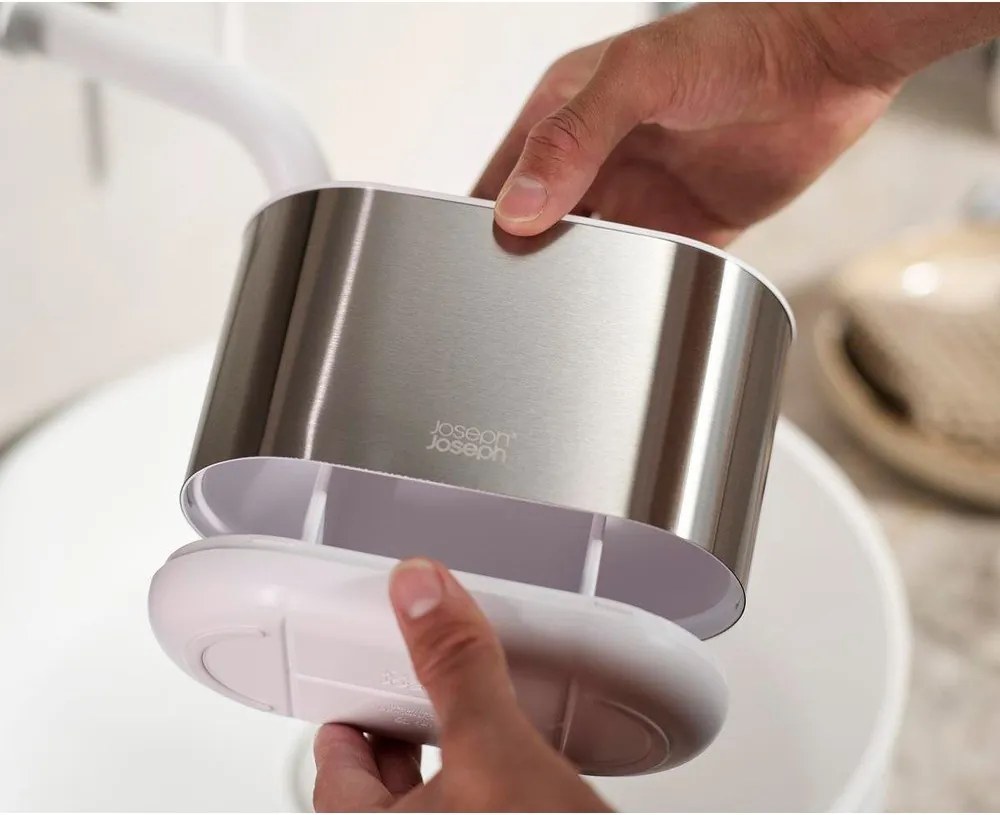 Suport pentru periuța de dinți argintiu din oțel inoxidabil Duo Steel – Joseph Joseph