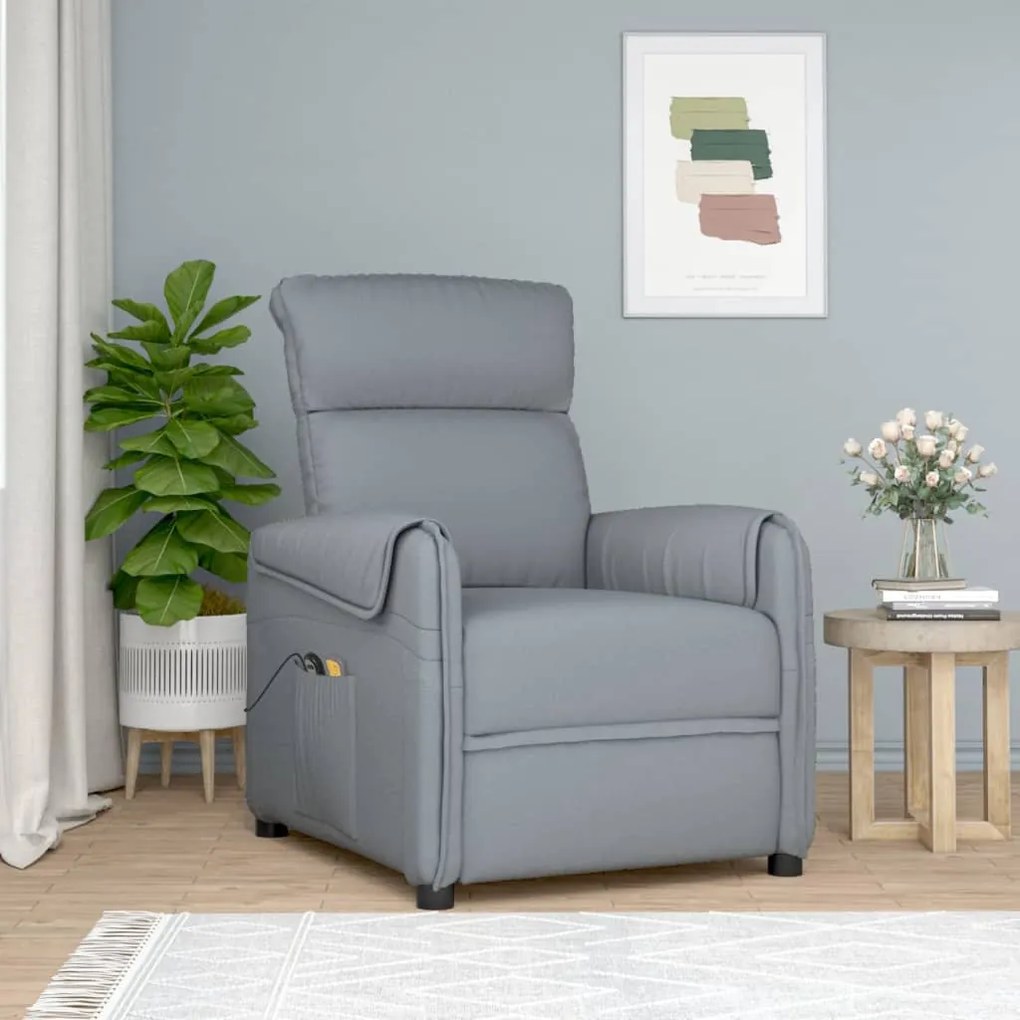 3143355 vidaXL Fotoliu de masaj electric rabatabil, gri deschis, textil