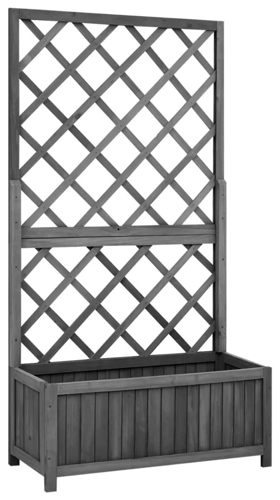 vidaXL Jardinieră colț cu spalier, negru, 70x30x135 cm,lemn masiv brad