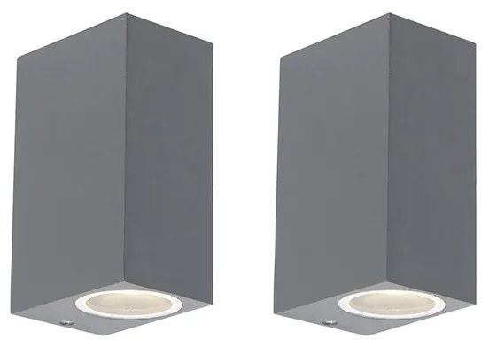 Set de 2 Aplice Moderne Gri Închis cu 2 Lumini IP44 - Baleno