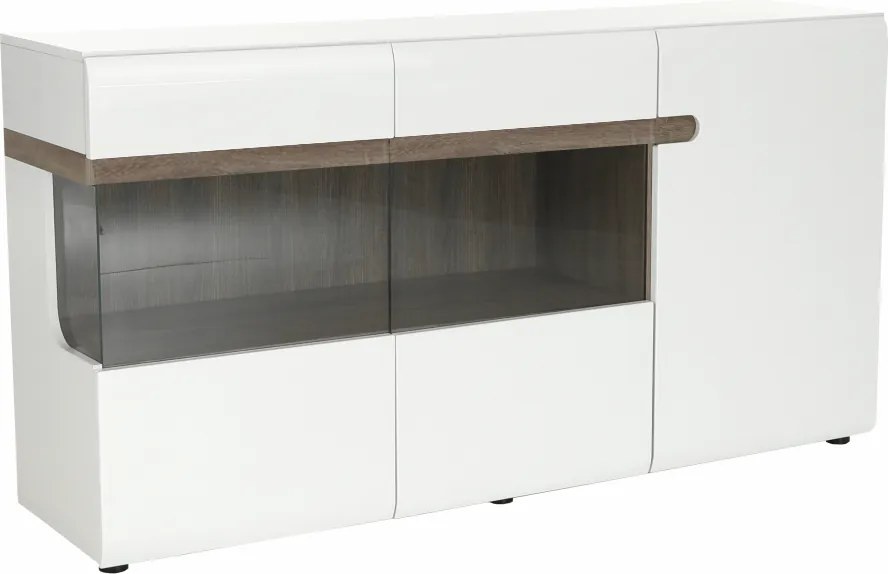 Comodă, albă strălucitoare HG/stejar sonoma închis, LYNATET TYP 42