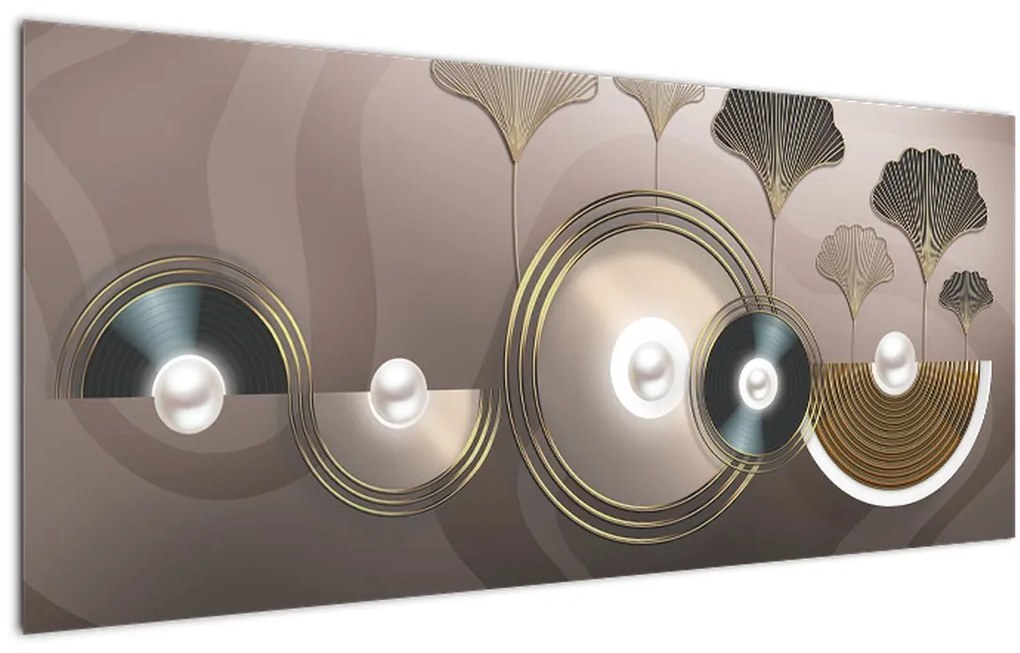 Tablou - Abstract maro-auriu (120x50 cm)