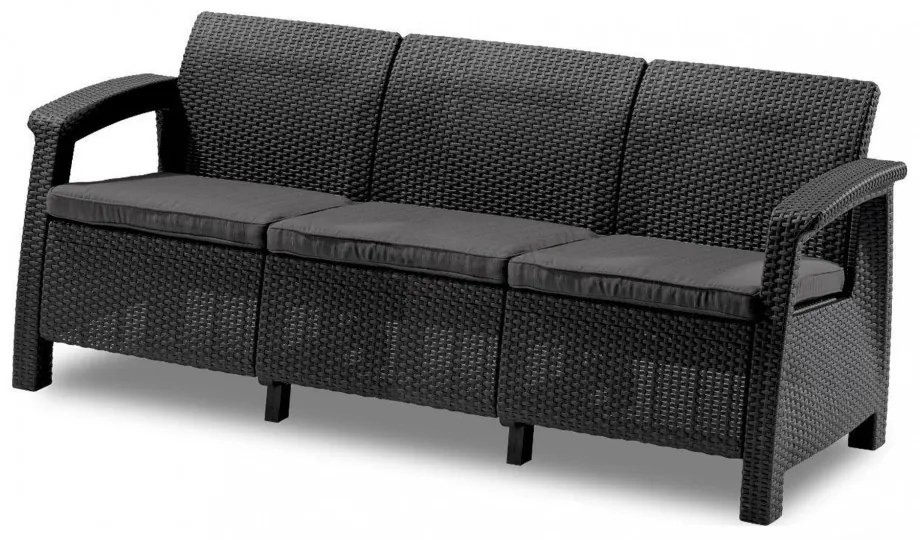 Set de mobilier de grădină Corfu max set, culoare grafit, cu perne gri deschis