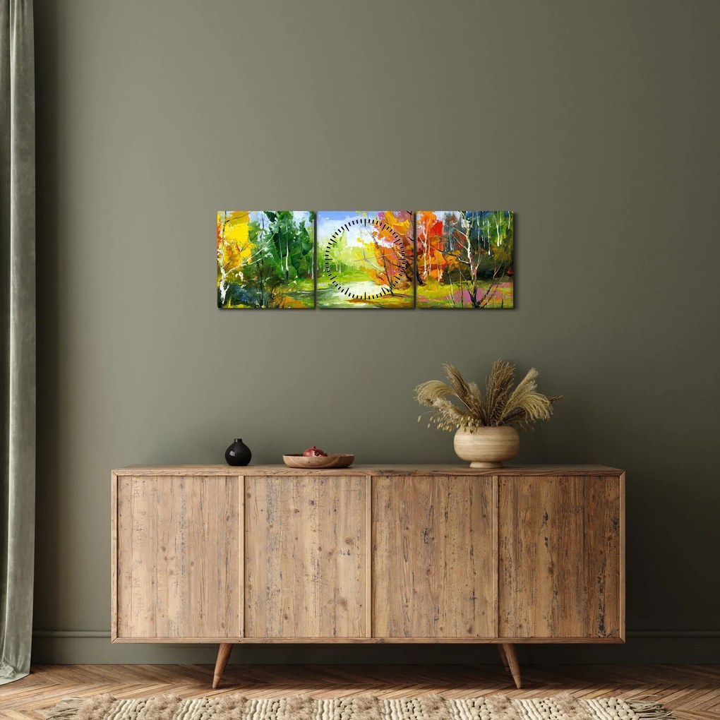 Tablou - Peisaj - pictură (cu ceas) (90x30 cm)