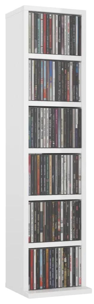 Dulap cd-uri, alb extralucios, 21x20x88 cm, lemn compozit