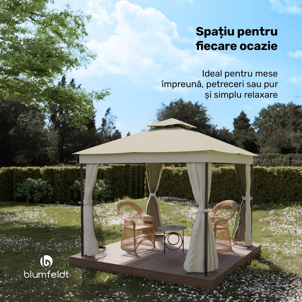 Blumfeldt Foișor Mondo Dual 3x3 cu acoperiș dublu și plasă pentru insecte