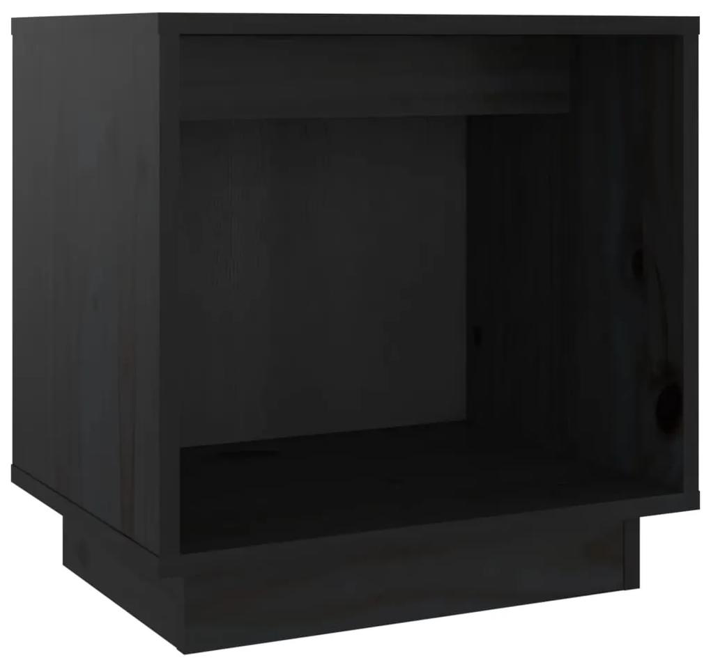 813343 vidaXL Noptieră, negru, 40x30x40 cm, lemn masiv de pin