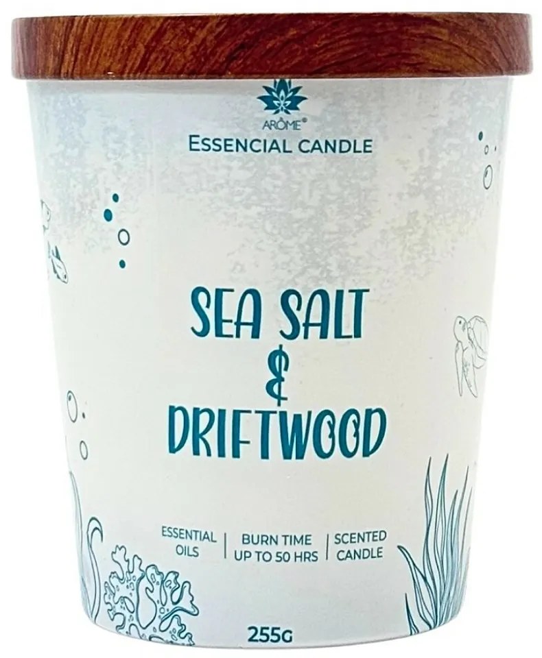 Lumânare Arome în sticlă cu capac metalic 255gSea salt & Driftwood
