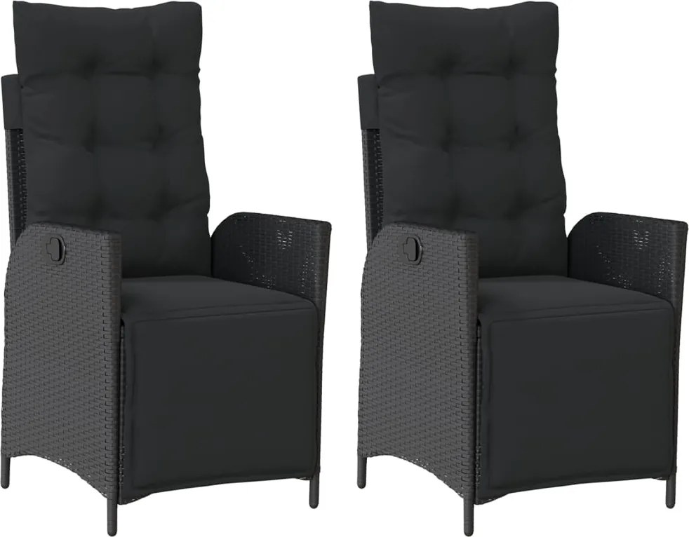 vidaXL Scaun de grădină rabatabil cu suport picioare,2 buc., poliratan