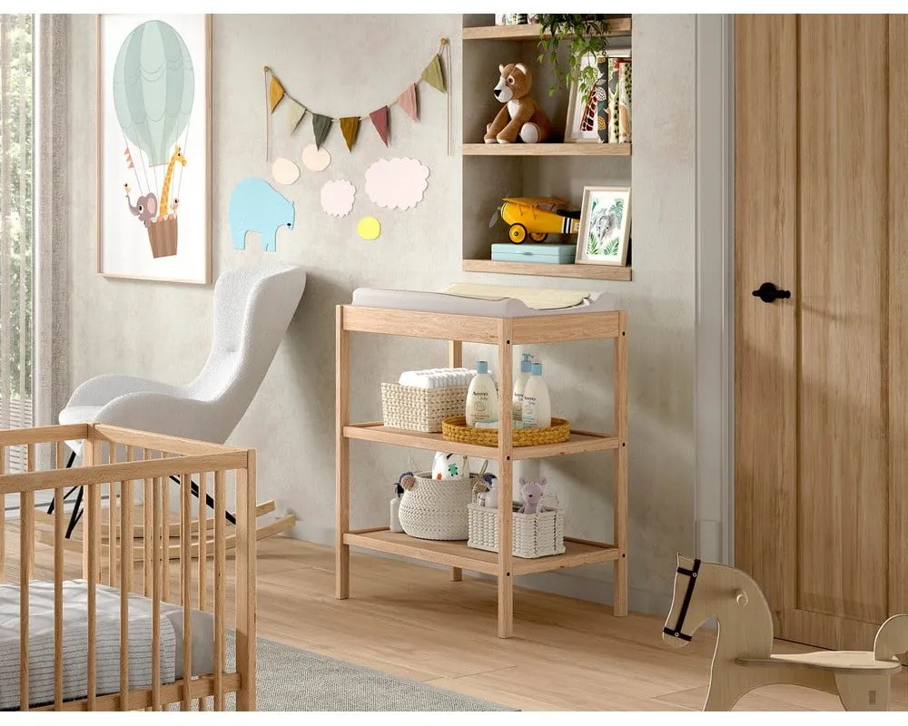 Masă de înfășat în culoare naturală din lemn de fag Dino – Vipack