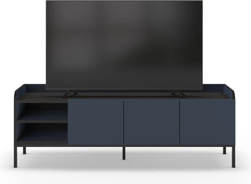 Comodă TV albastră 160x55x42 cm Adara – Marckeric