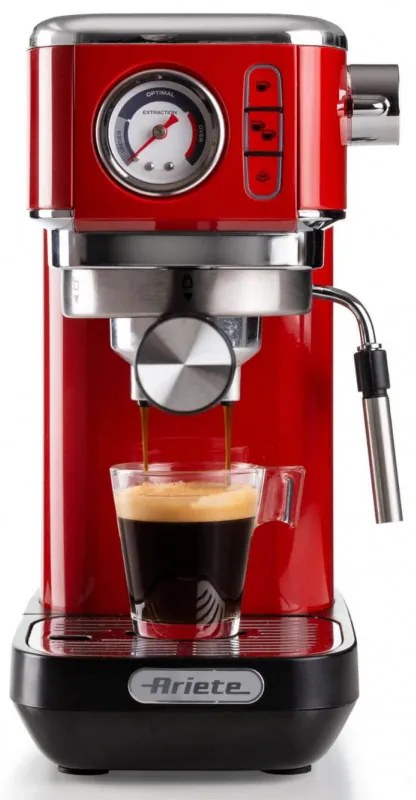 Espressor manual Ariete ESPRESSO SLIM MODERNA 1381/33, 1300W, 15 bar, 1.1 L, Cafea macinata si doze ESE, Rosu