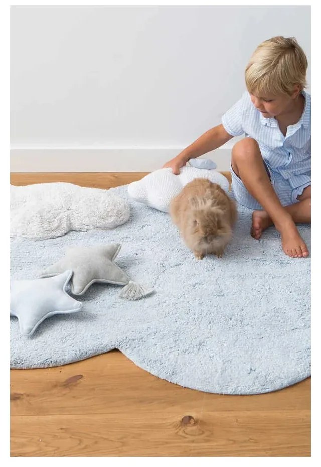 Covor pentru copii albastru deschis lavabil/țesut manual din bumbac 70x100 cm Mini Dream – Lorena Canals