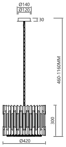Lustră pe lanț RITZ 7xE14/40W/230V d. 42 cm auriu