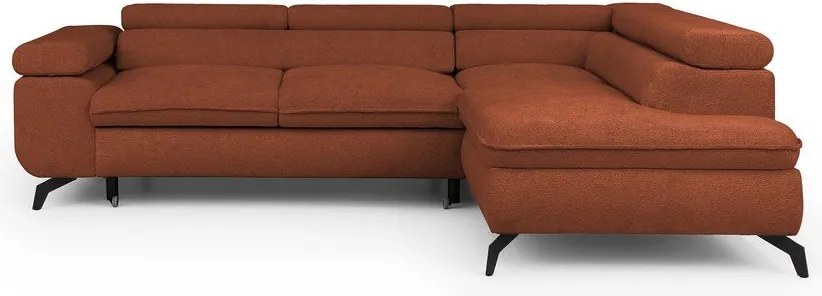 Colțar teracotă cu tapițerie din chenille (cu colț pe partea dreaptă/în formă de ”L”) Marbeya – Ropez