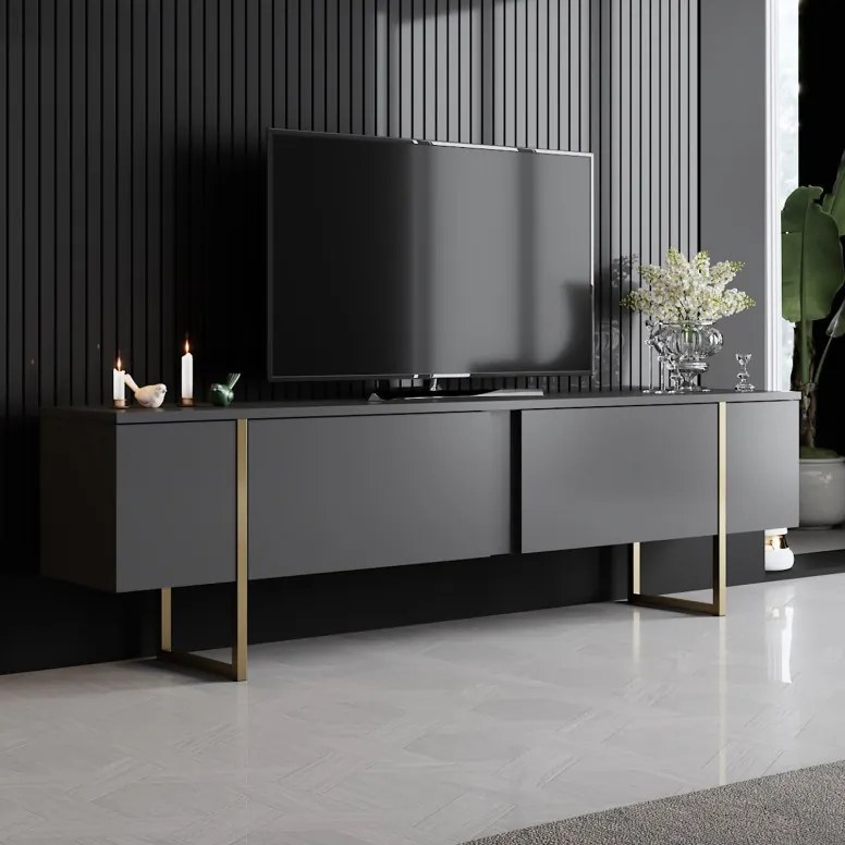 Set de mobilier pentru living Luxe, Antracit- Auriu