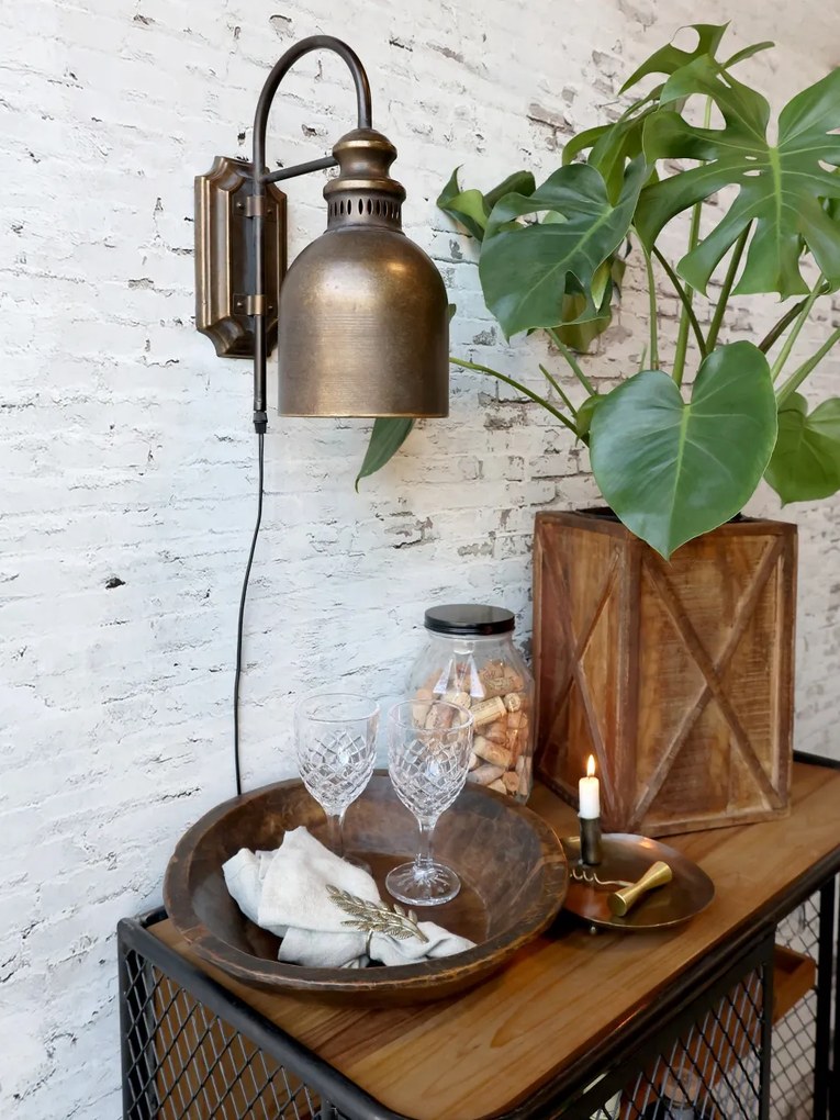 Lampă de perete, din alama antichizata, H38/L26/W16 cm