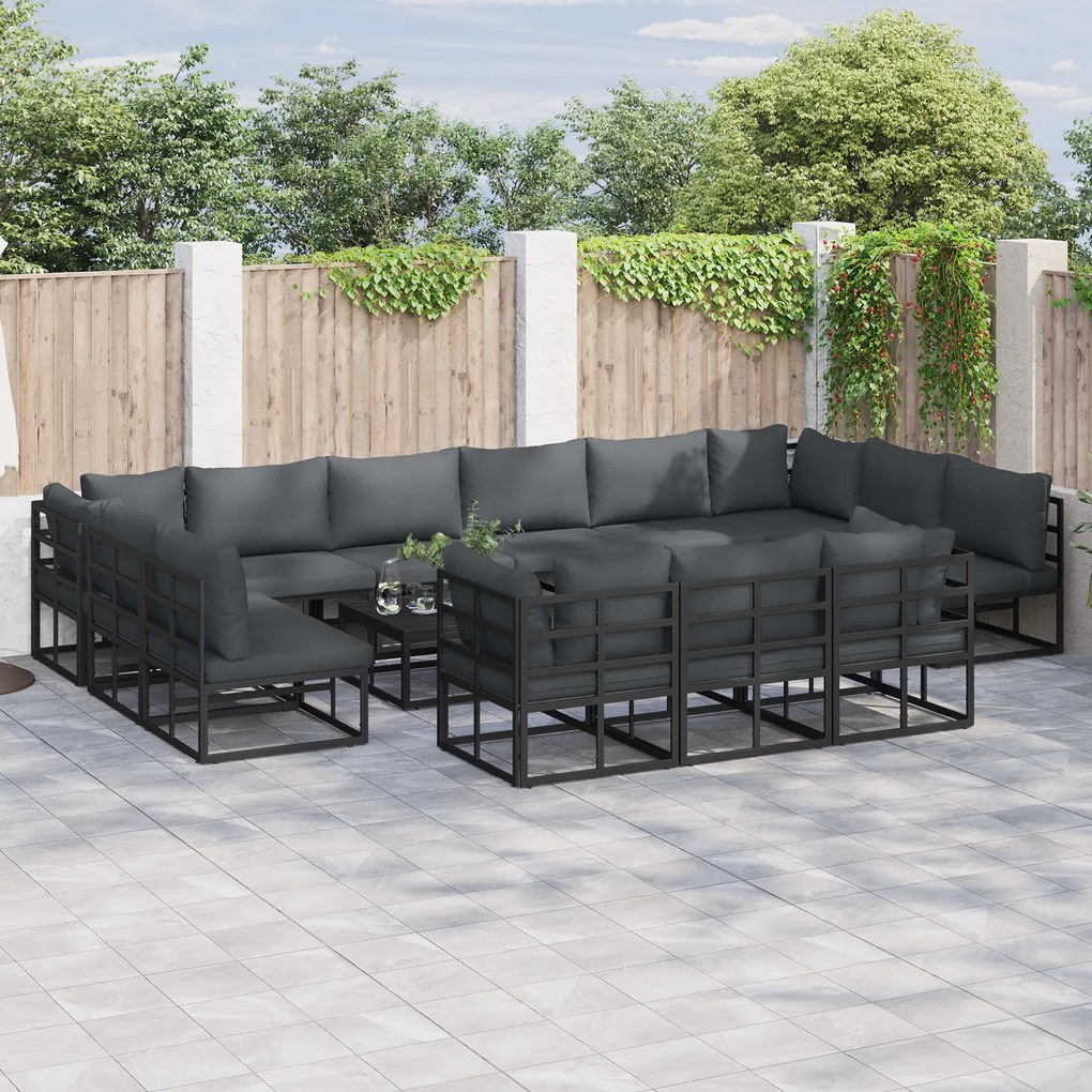 vidaXL Set de canapele pentru grădină 13 pcs Negru 423 x 211.5 x 71 cm