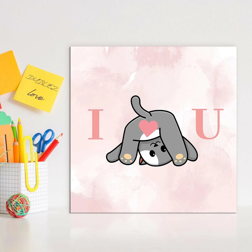 DUBLEZ | Tablou romantic din lemn – I love you