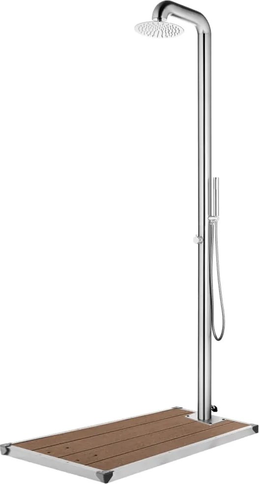 vidaXL Duș de grădină cu bază maro, 230 cm, oțel inoxidabil