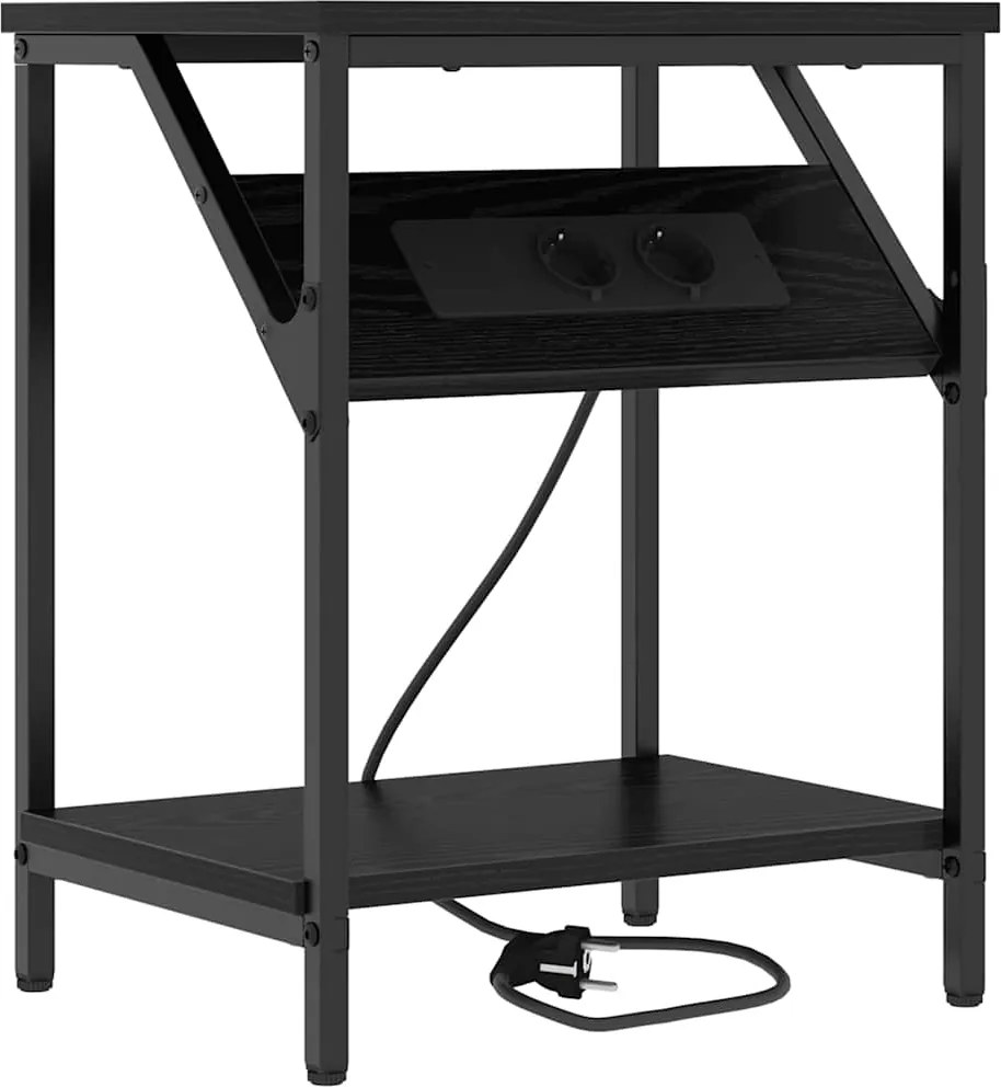 vidaXL Dulap de noapte Stejar Negru 38 x 30 x 48 cm Lemn compozit