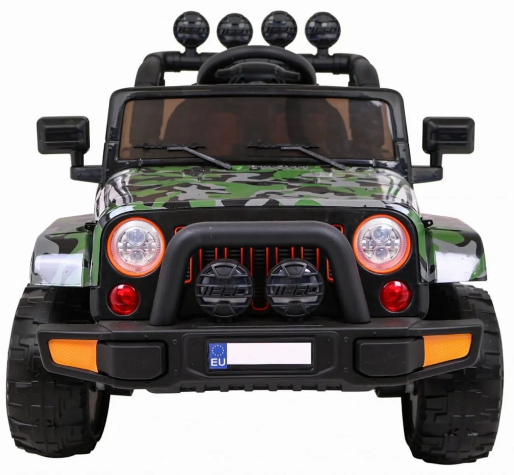 Masinuta Electrica cu acumulator pentru copii NOVOKIDS™ Full Time Jeep 4X4 PRO, Max 30 kg, 3-8 ani , Cu melodii si lumini ,12V, 2 Viteze, 4 motoare,