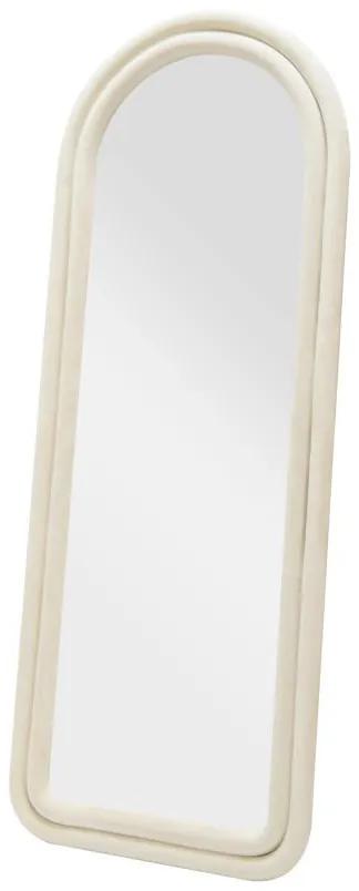 Oglinda decorativa crem din lemn si textil, 160 x 60 x 4 cm, Cloe Mauro Ferreti