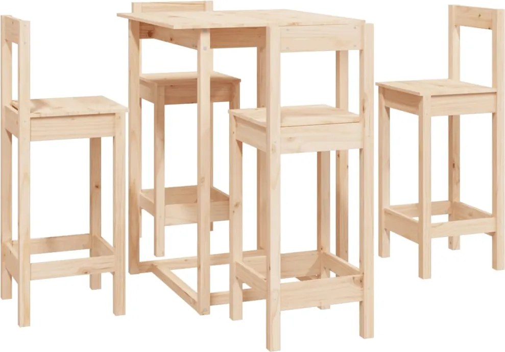 vidaXL Set mobilier de bar, 5 piese, lemn masiv de pin