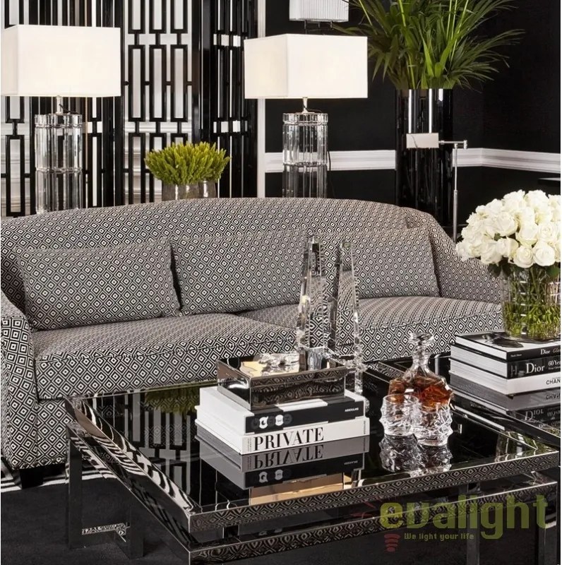 Masuta de cafea LUX design modern cu blat din sticla neagra Table Palmer 109992 HZ