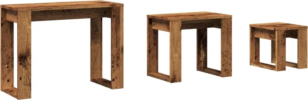 vidaXL Mese suprapuse, 3 buc., lemn vechi, lemn prelucrat